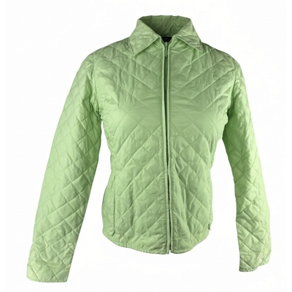 Eddie Bauer Down Quilted Jacket Light Green Full Zip Lightweight Medium Petite - Picture 2 of 14